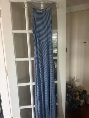 Exist Blue and White Striped Maxi Dress